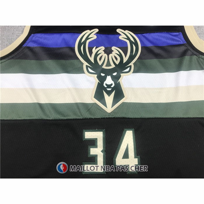 Maillot Milwaukee Bucks Giannis Antetokounmpo NO 34 Statement 2021 Finals Noir